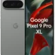 Front and back view of the Google Pixel 9 Pro XL smartphone, showing a punch‑hole display and a triple‑camera rear bar.