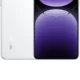 White Redmi smartphone shown from front and back: large edge-to-edge display with purple wallpaper and a square multi-lens rear camera module with flash on the white body.