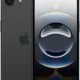 Black iPhone showing a glossy spherical wallpaper on the screen with the dual rear camera visible behind it.