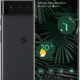 Foldable Google Pixel phone showing front display with weather widget, tropical wallpaper, and navigation bar.