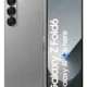 Silver Samsung Galaxy Z Fold6, opened to reveal a tall display and triple-camera rear module.