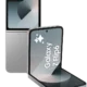 Two Galaxy Z Flip6 phones shown: one closed from the back with dual cameras, the other open to reveal a large display with 'Galaxy Z Flip6' text