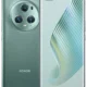 Honor smartphone with circular triple-camera rear module (100x) and a curved-edge display on the front.",