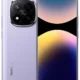 Purple Redmi smartphone shown from back and front, highlighting a square camera module with multiple lenses.