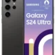 Samsung Galaxy S24 Ultra smartphone shown front and back with a quad-camera setup on the back and a large display on the front.