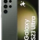 Samsung Galaxy S23 Ultra with a quad-camera array on the back and a tall edge-to-edge display showing the device name text.
