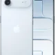 White iPhone shown from back and front, featuring a dual-camera module and edge-to-edge display.