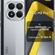 POCO M8 Pro smartphone display and back with quad-camera setup and bold yellow/black wallpaper on screen.