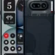 Front and back views of a modern smartphone: left shows the home screen with icons, time, and widgets; right shows a rugged back with a large camera module.