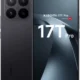 Front and back view of a dark gray Xiaomi 17T Pro smartphone, showing a quad-camera module on the back and a large display with '17T Pro' on screen of the phone on the right.